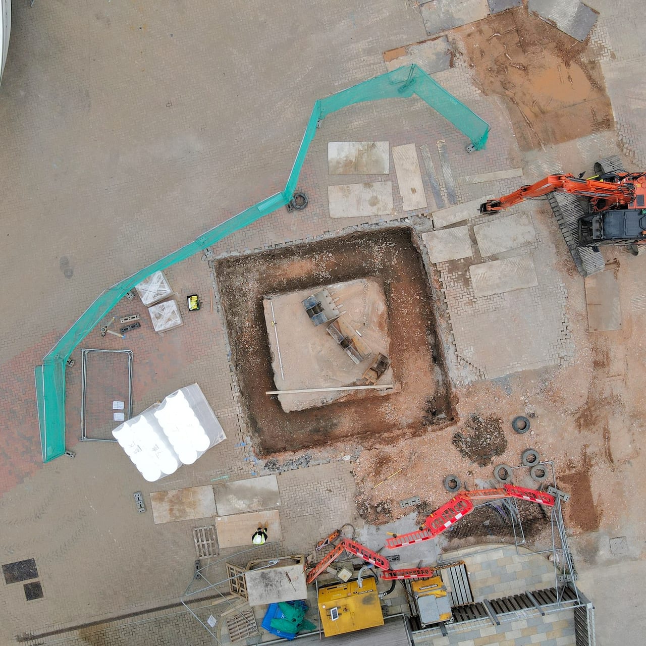 The pumping station excavation from above